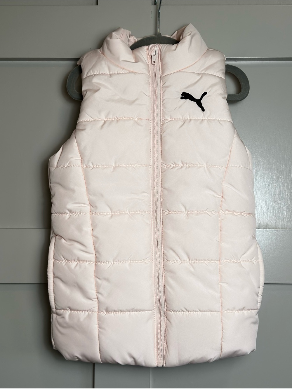 PUMA Quilted Puffer Vest Girls Youth XS 5/6 Full Zip Lightweight Pink Outdoor
